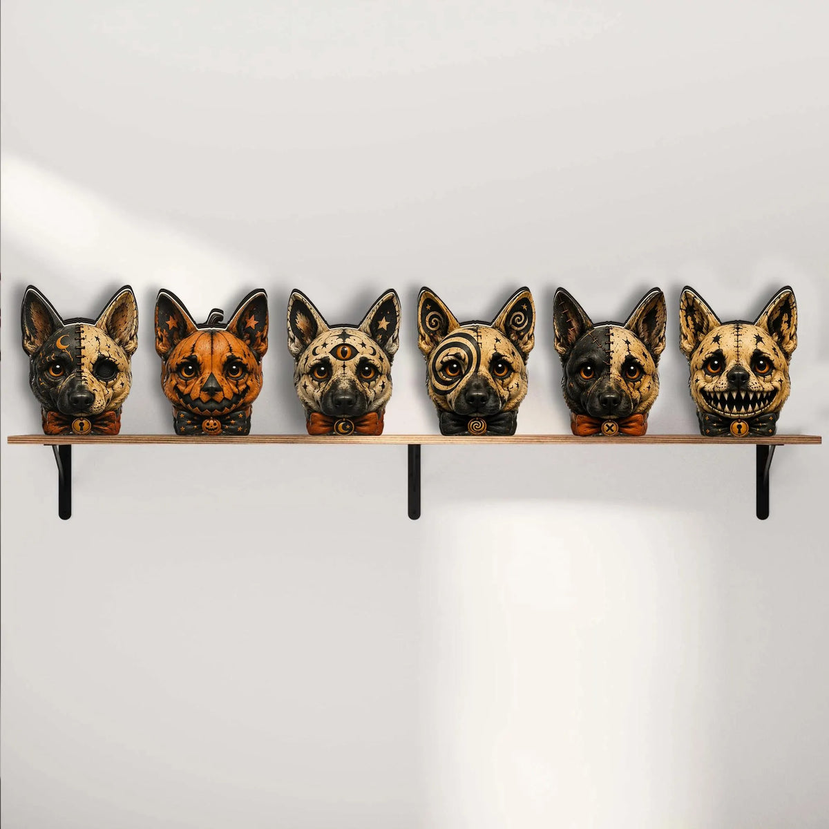 Vintage Halloween German Shepherd Wooden Block, Primitive Skull Dog Decor, Rustic Shelf Sitter, Spooky Indoor Home Decoration, Dog Lover Gift