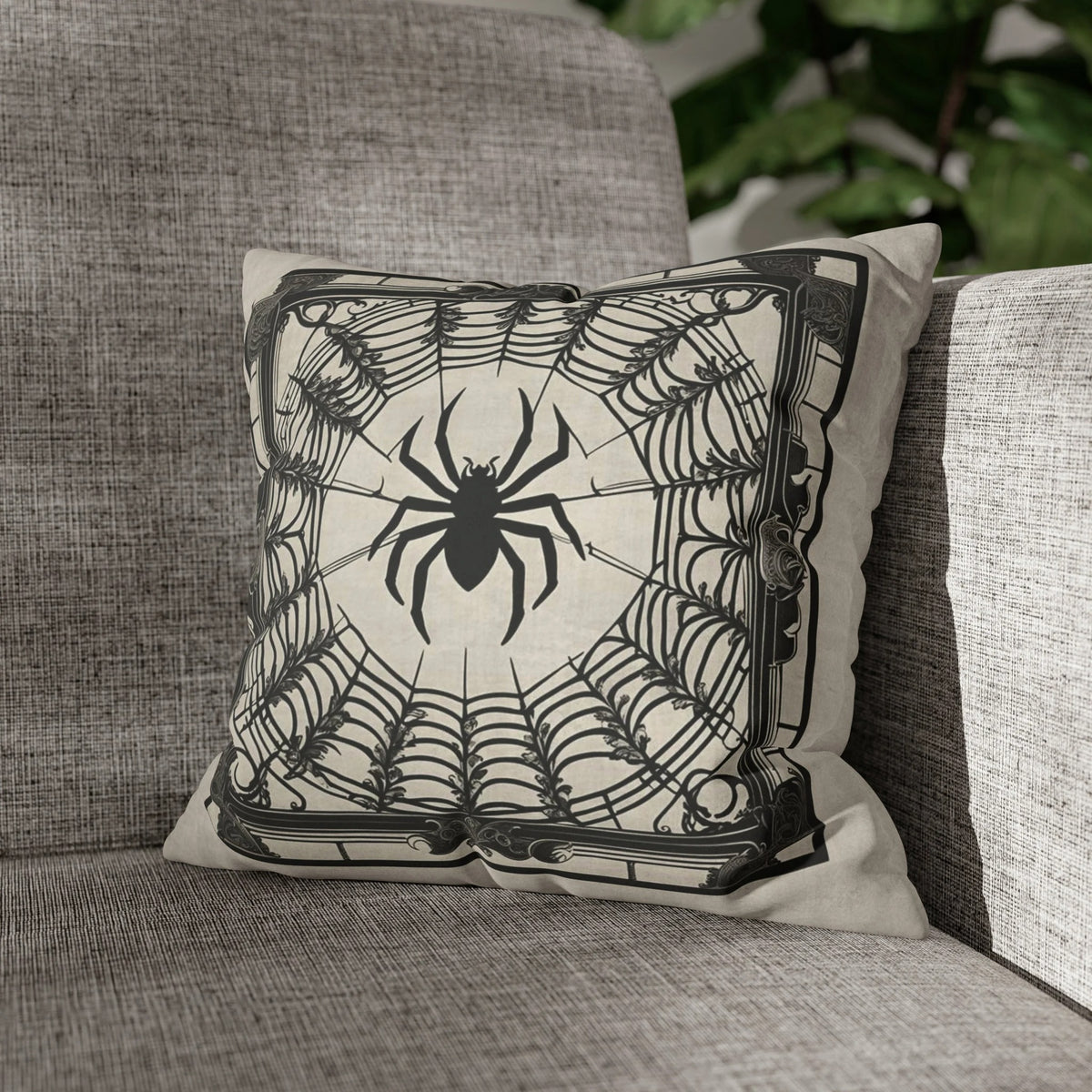 Halloween Pillow Cover, Spider Web & Pumpkin Design, Spooky Throw Pillow Case, Fall Home Decor, Halloween Cushion Decoration