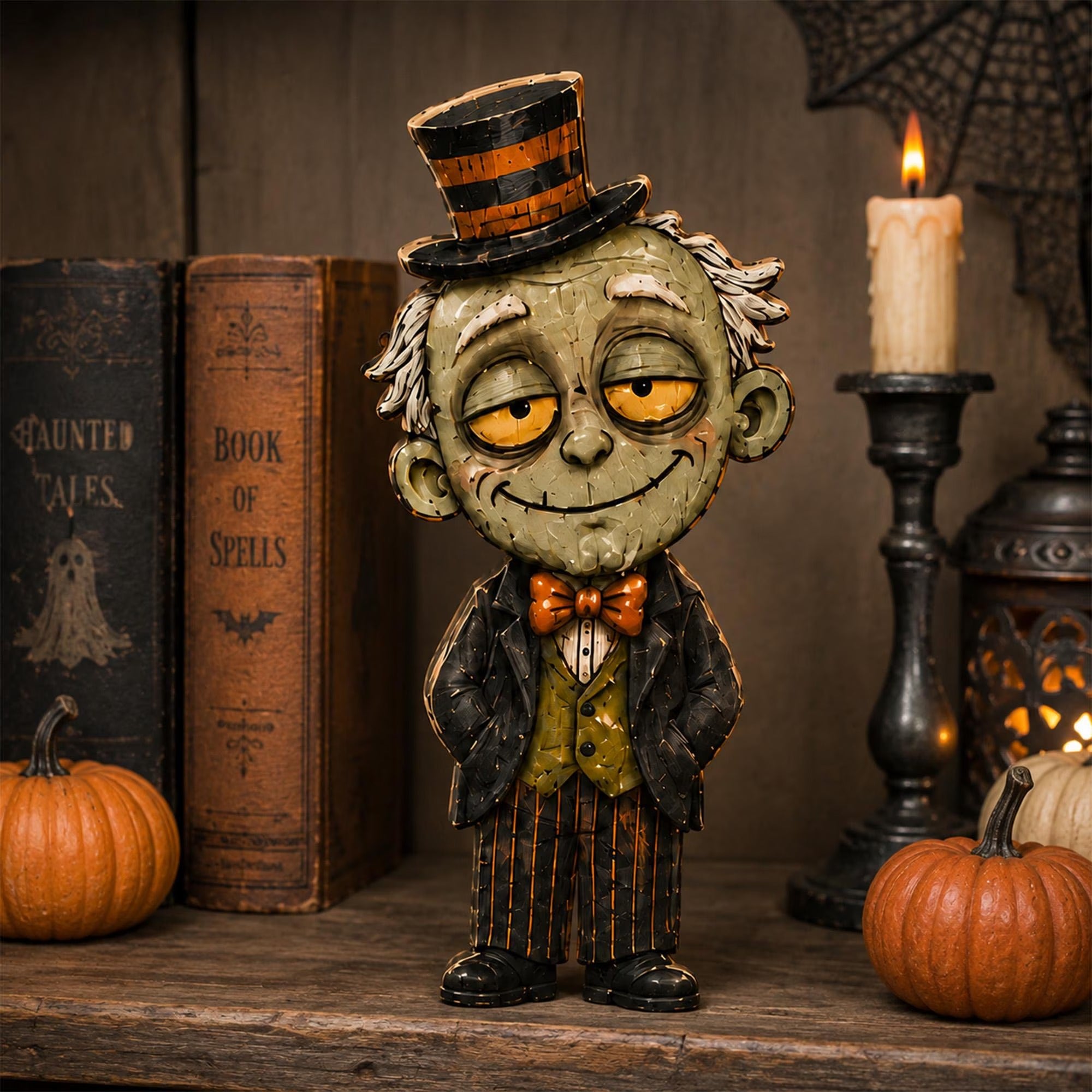 Spooky Zombie Family Figurines Set Halloween Decor, Creepy Cute Haunted House Statues, Unique Horror Gift, Undead Bride Groom Art