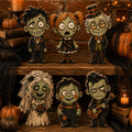 Spooky Zombie Family Figurines Set Halloween Decor, Creepy Cute Haunted House Statues, Unique Horror Gift, Undead Bride Groom Art