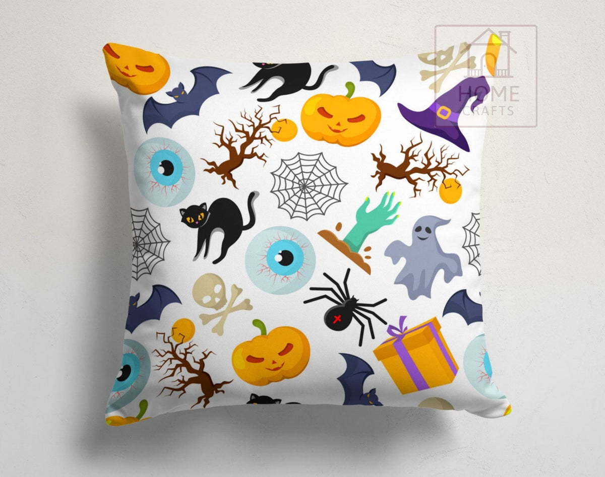 Halloween Pumpkin & Monster Throw Pillow Cover, Spooky Festive Cushion Case, Cute Fall Home Decor, Halloween Sofa Decoration