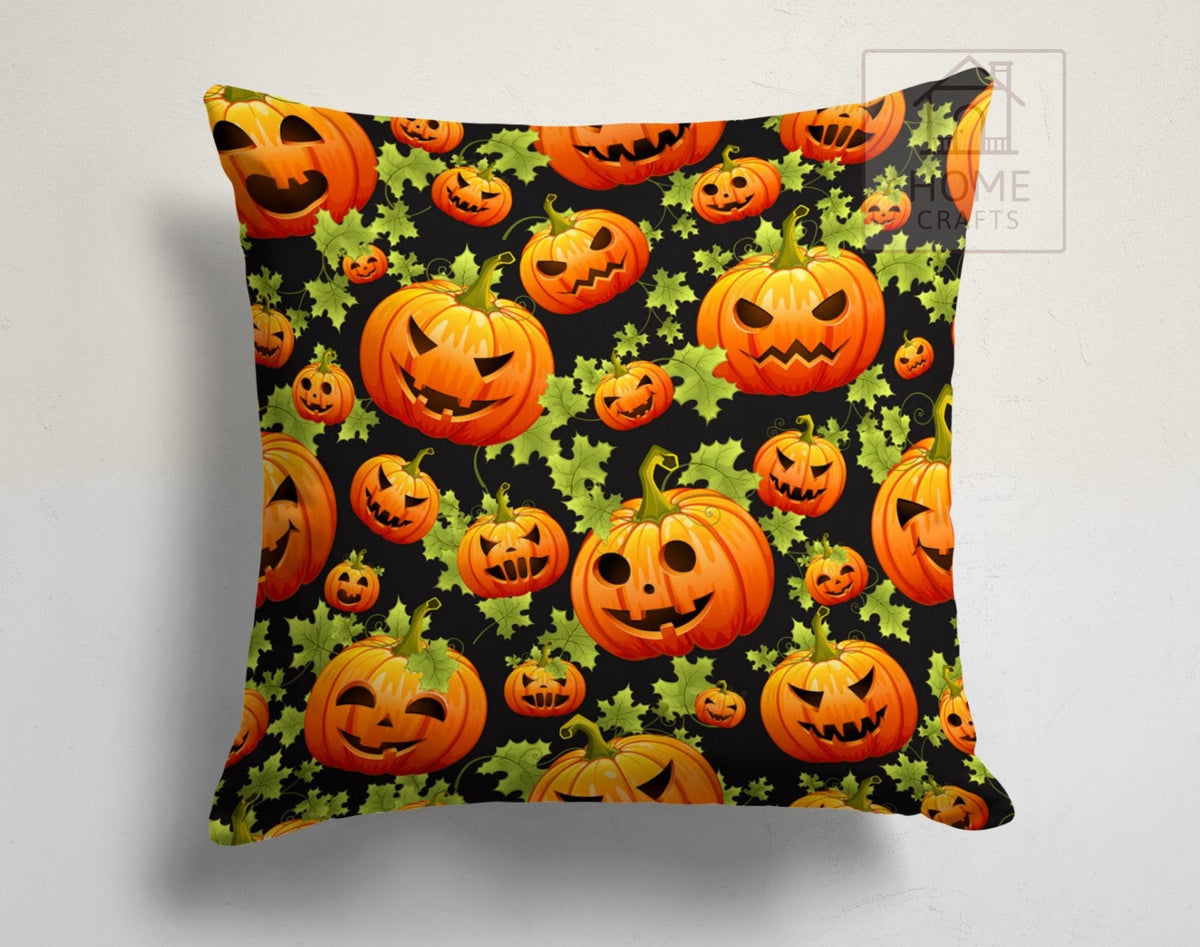 Halloween Pumpkin & Monster Throw Pillow Cover, Spooky Festive Cushion Case, Cute Fall Home Decor, Halloween Sofa Decoration