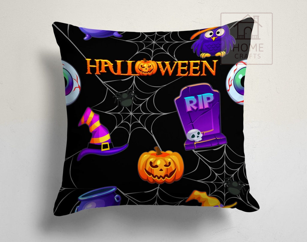 Halloween Pumpkin & Monster Throw Pillow Cover, Spooky Festive Cushion Case, Cute Fall Home Decor, Halloween Sofa Decoration