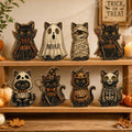 Personalized Halloween Wooden Block Decor, Custom Name Cat Witch Pumpkin, Shelf Decoration, Spooky Family Name Sign, Halloween Tabletop Gift