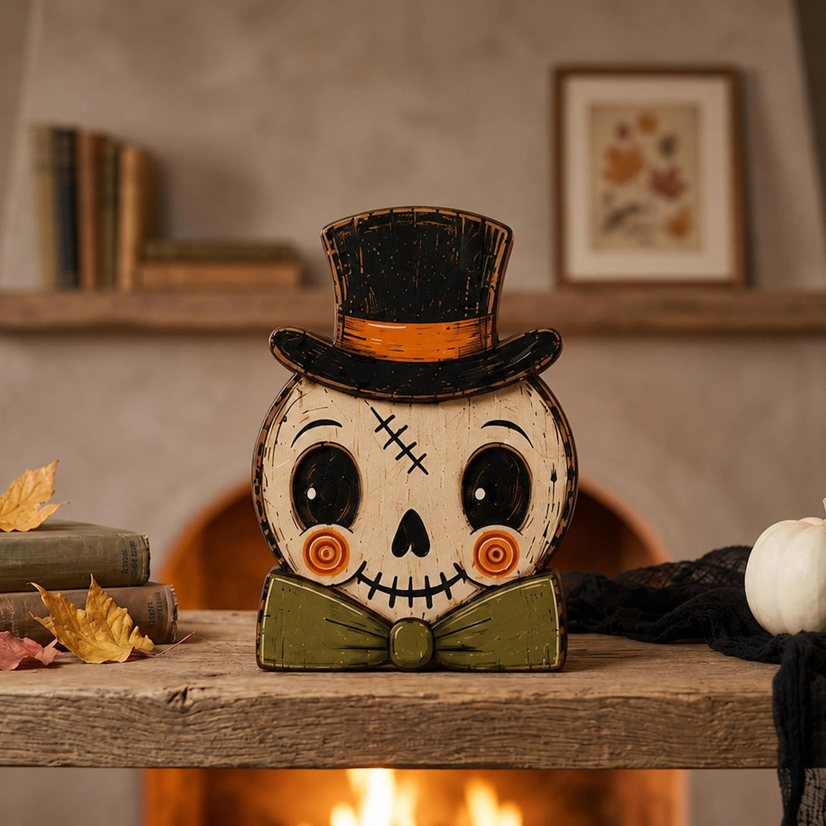 Vintage Halloween Wooden Blocks, Cute Spooky Shelf Decor, Rustic Fall Tabletop Ornaments, Retro Halloween Home Decoration, Seasonal Gift