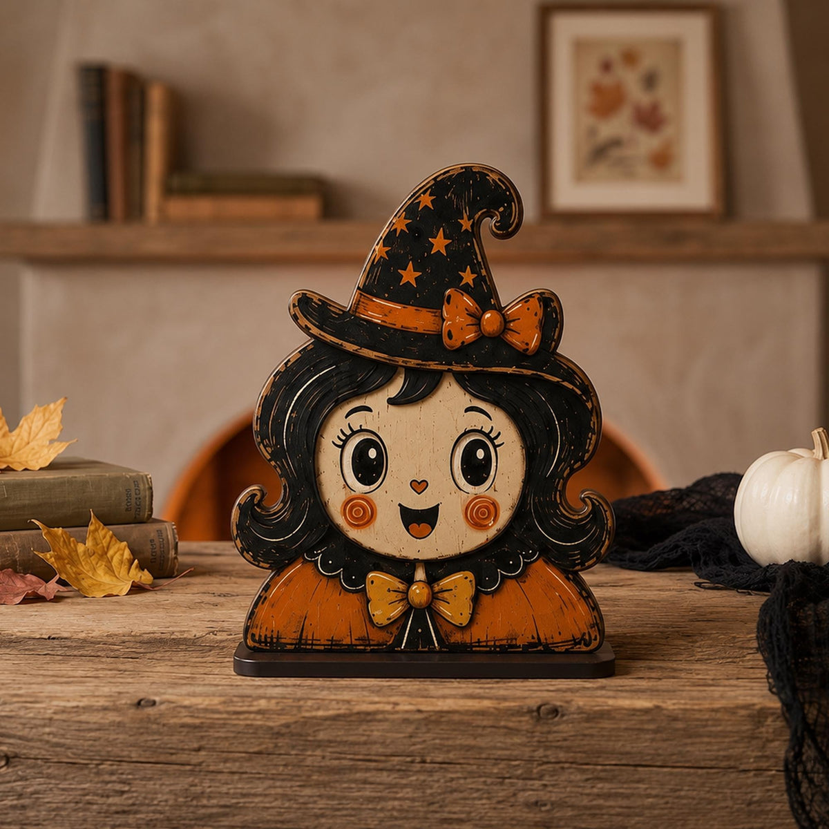 Vintage Halloween Wooden Blocks, Cute Spooky Shelf Decor, Rustic Fall Tabletop Ornaments, Retro Halloween Home Decoration, Seasonal Gift