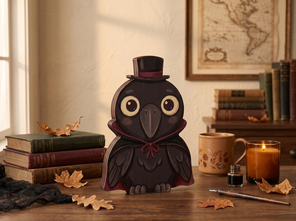 Vintage Halloween Wooden Block Decor, Retro Shelf Sitter, Silly Goose Frog Black Cat Witch Owl Crow, Rustic Indoor Home Decoration, Housewarming Gift