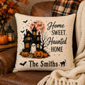 Personalized Halloween Pillow Cover, Custom Family Name Throw Pillow, Haunted House Ghost Decor, Spooky Fall Home Decoration, Halloween Gift
