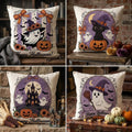 Cute Ghost Halloween Throw Pillow Cover, Witch Ghost Pumpkin Cushion Case, Spooky Fall Home Decor, Autumn Sofa Accent, Halloween Gift