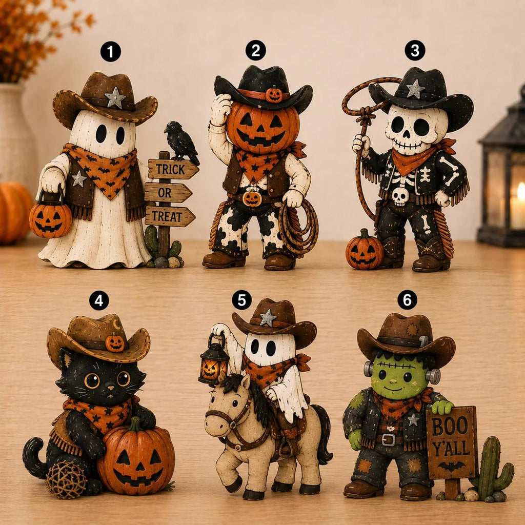Halloween Cowboy Wooden Block, Ghost Cowboy Shelf Sitter, Rustic Western Tiered Tray Decor, Spooky Fall Tabletop Decoration, Halloween Gift
