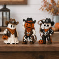 Halloween Cowboy Wooden Block, Ghost Cowboy Shelf Sitter, Rustic Western Tiered Tray Decor, Spooky Fall Tabletop Decoration, Halloween Gift