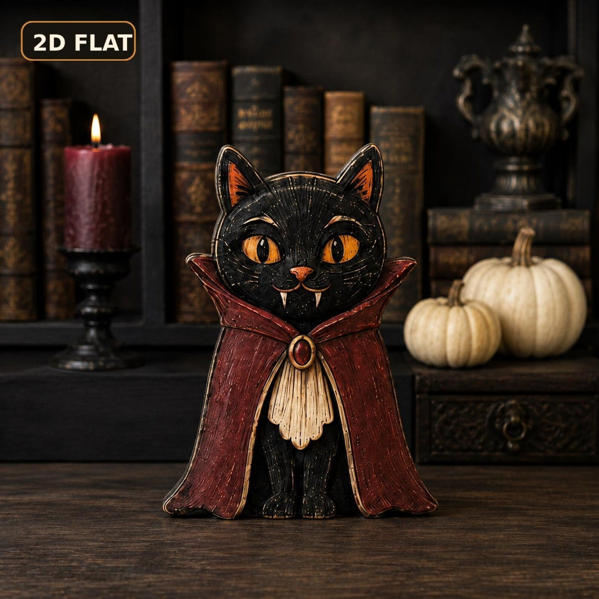Halloween Black Cat Wooden Decor, Witch Vampire Mummy Ghost Shelf Sitter, Spooky Tiered Tray Decoration, Vintage Fall Tabletop Decor, Cat Lover Gift