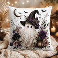 Halloween Ghost Pillow Cover, Cute Witch & Floral Gothic Decor, Spooky Fall Throw Pillow, Cozy Home Accent, Halloween Gift for Her