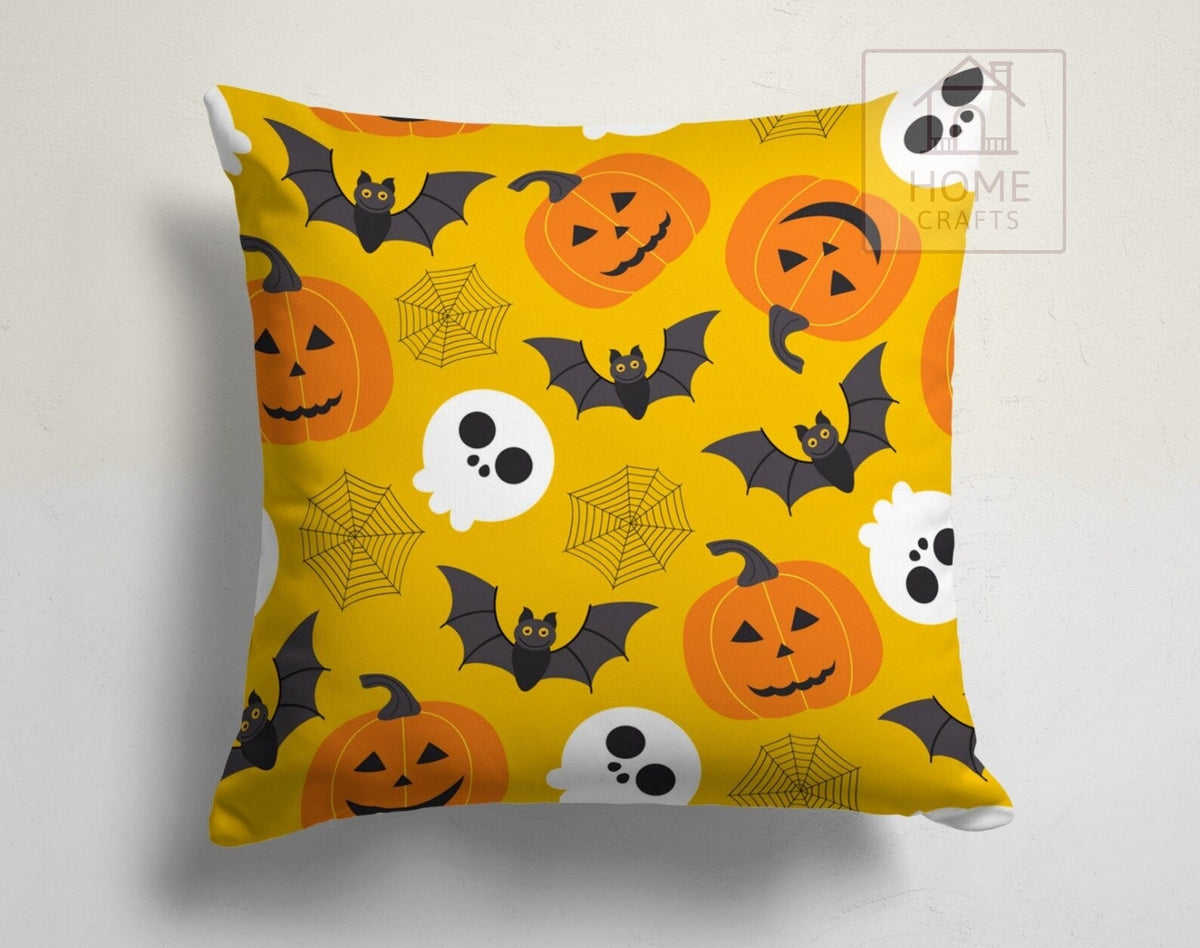 Halloween Pumpkin & Monster Throw Pillow Cover, Spooky Festive Cushion Case, Cute Fall Home Decor, Halloween Sofa Decoration