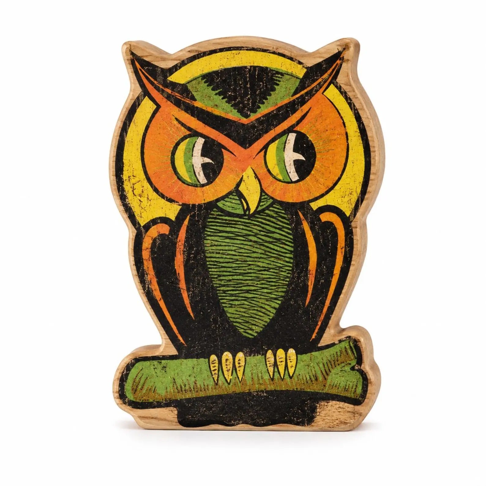 Vintage Halloween Wood Block Decor, Retro Pumpkin Witch Black Cat Owl Shelf Sitters, Spooky Tabletop Fall Decorations