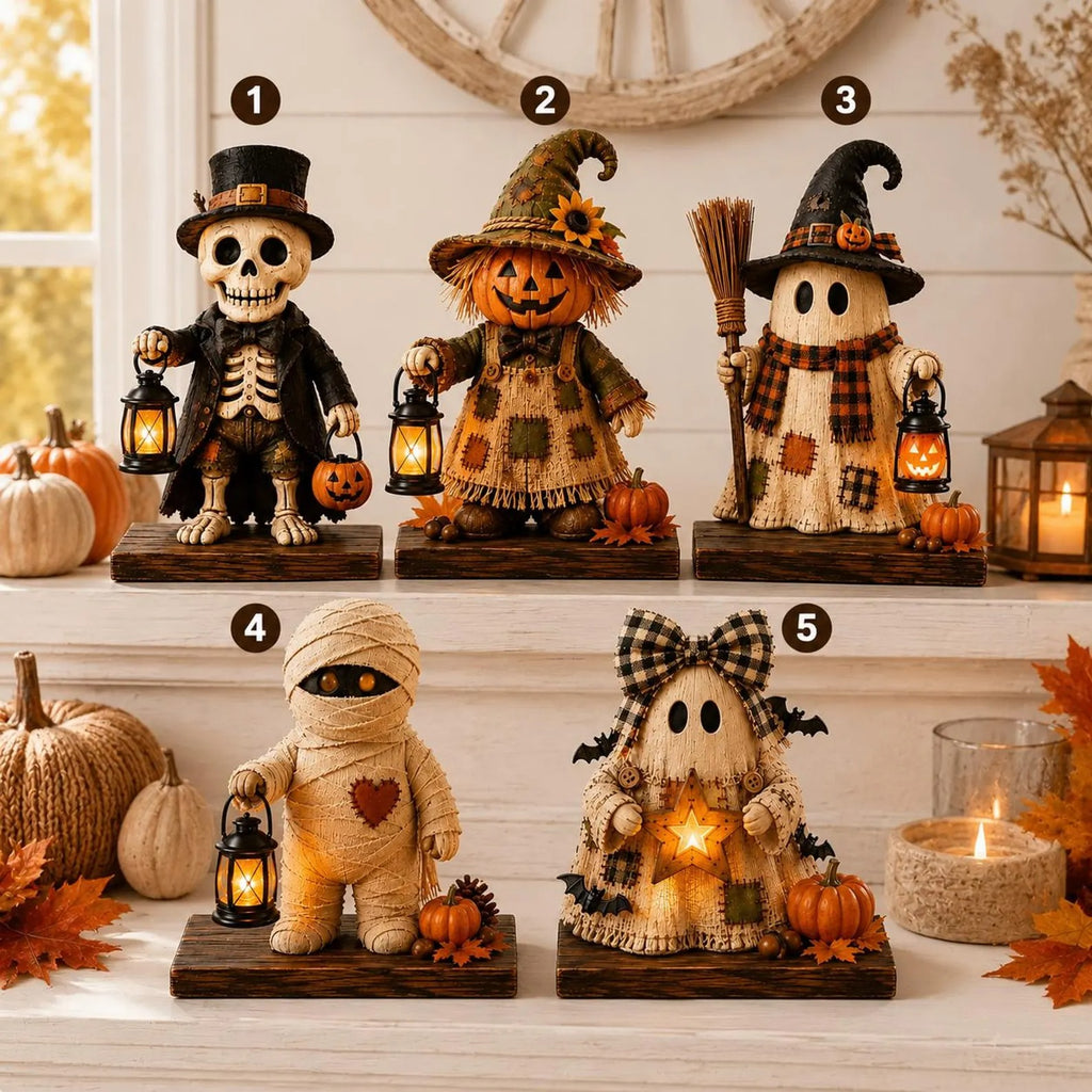 Rustic Halloween Wooden Blocks, Custom Ghost Mummy Skeleton Pumpkin Shelf Decor