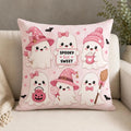 Halloween Ghost All-Over Print Pillow Cover, Cute Pink Spooky Throw Cushion, Kawaii Witch Decor, Fall Home Accent, Halloween Gift for Kids & Friends