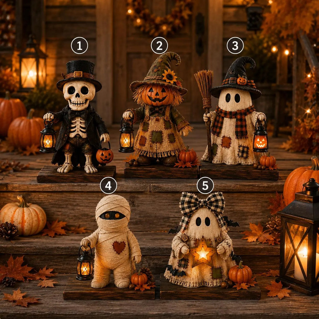 Rustic Halloween Wooden Blocks, Custom Ghost Mummy Skeleton Pumpkin Shelf Decor