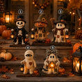 Rustic Halloween Wooden Blocks, Custom Ghost Mummy Skeleton Pumpkin Shelf Decor
