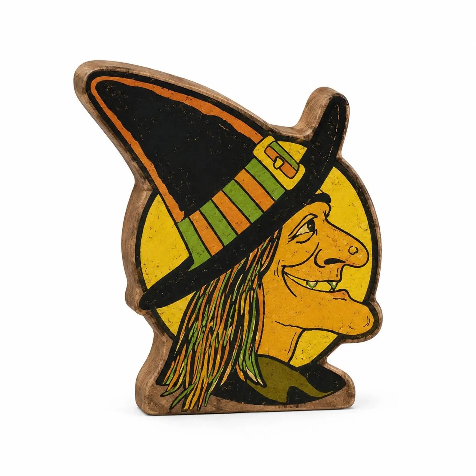 Vintage Halloween Wood Block Decor, Retro Pumpkin Witch Black Cat Owl Shelf Sitters, Spooky Tabletop Fall Decorations