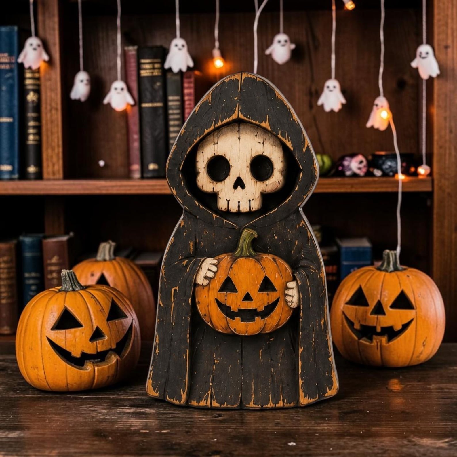 Vintage Inspired Halloween Wooden Figures – Hand Painted Spooky Characters