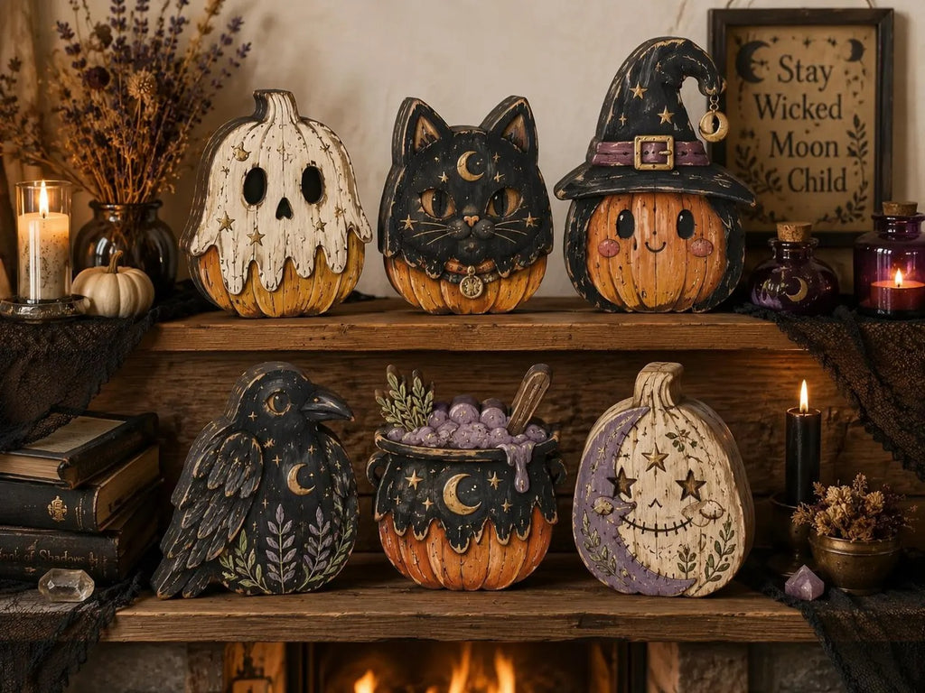 Halloween Cauldron With Purple Potion, Witchy Fall Decor, Mystical Sculpture