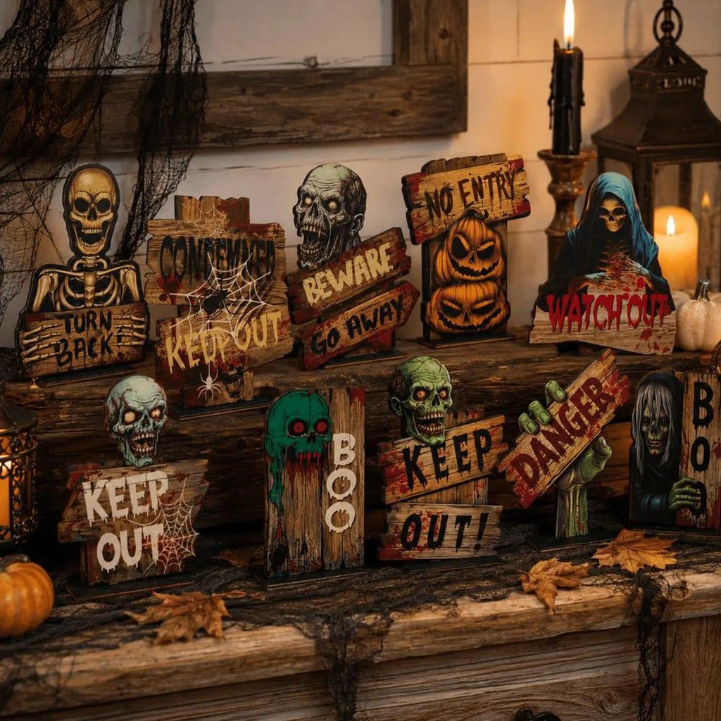 2D Gothic Halloween Ornaments, Wooden Block For Shelf Decor, Spooky Gothic Shelf Sign, Halloween Ornament, Desktop Decor, Halloween Gifts