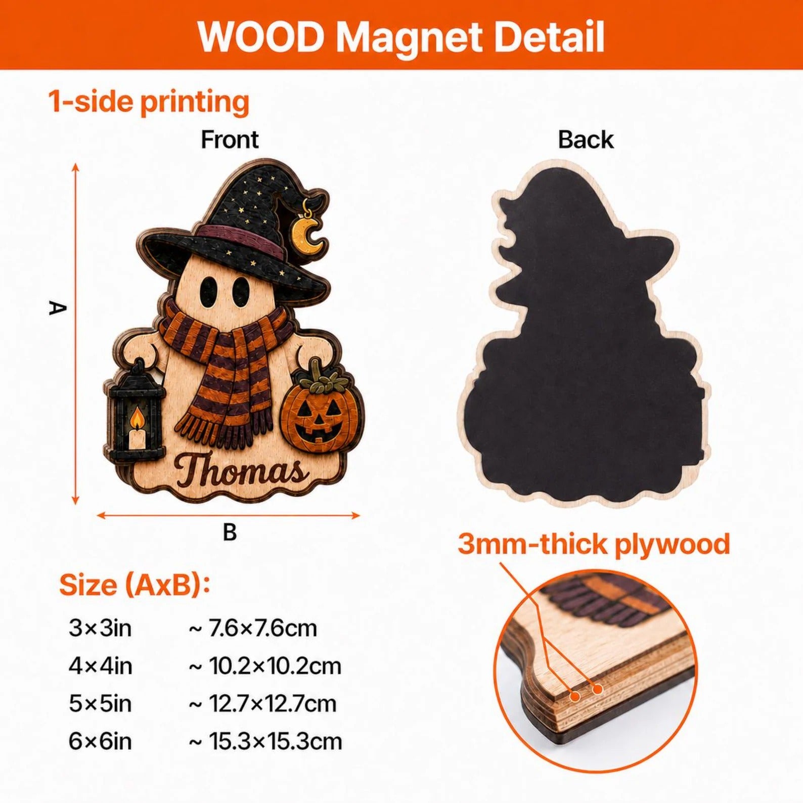 Custom Name Ghost Halloween Wooden Block, Wooden Ghosts Shelf Sitter, Rustic Fall Shelf Sitter, Farmhouse Table Decor, Cute Boo Magnetic