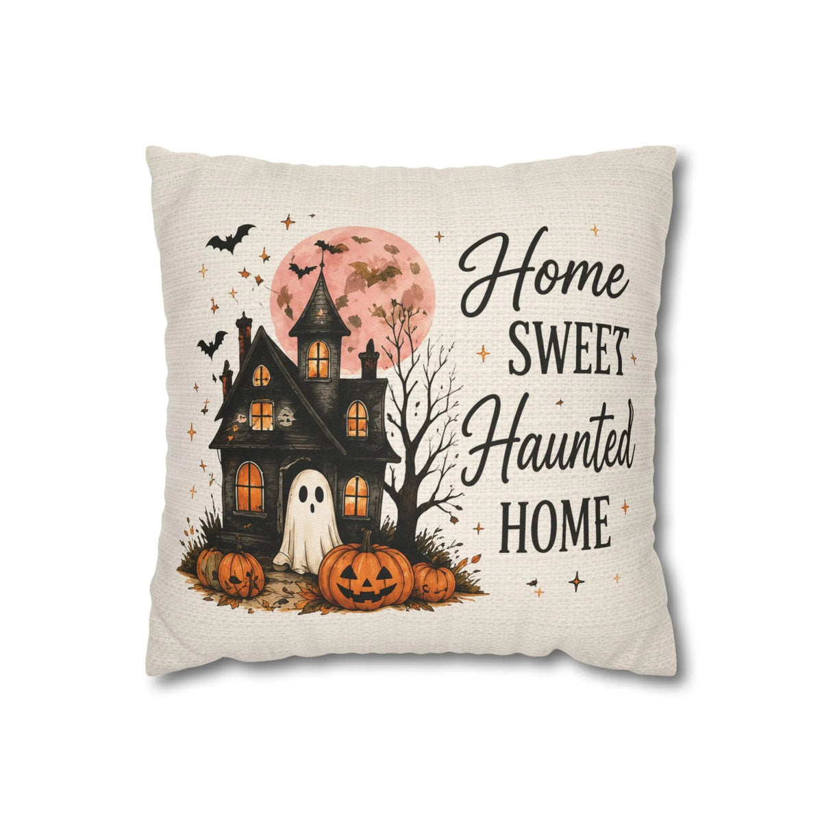 Personalized Halloween Pillow Cover, Custom Family Name Throw Pillow, Haunted House Ghost Decor, Spooky Fall Home Decoration, Halloween Gift