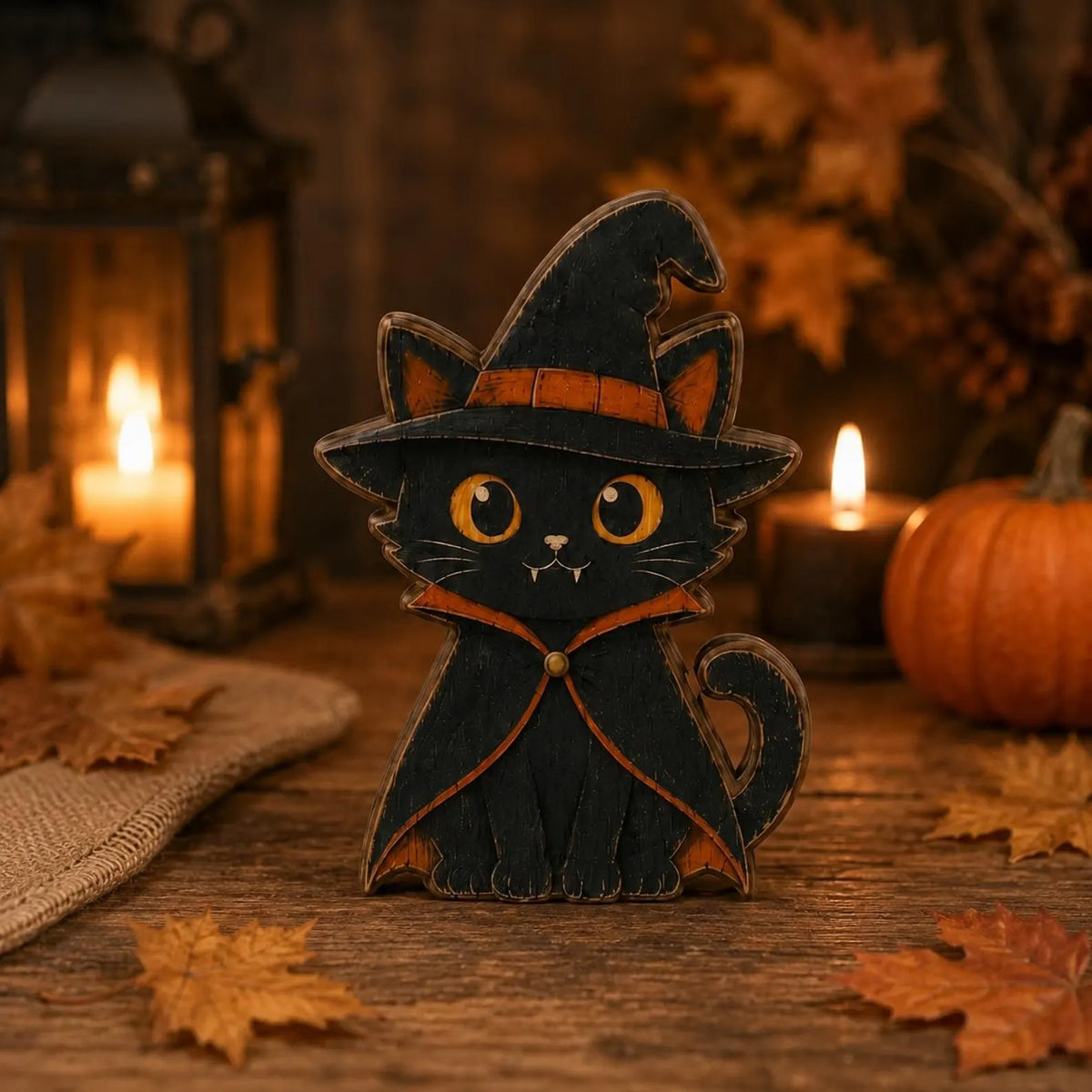 Halloween Cat Wooden Blocks, Spooky Black Cat Shelf Sitters, Witch Mummy Vampire Decor, Rustic Fall Tabletop Decoration, Halloween Home Decor