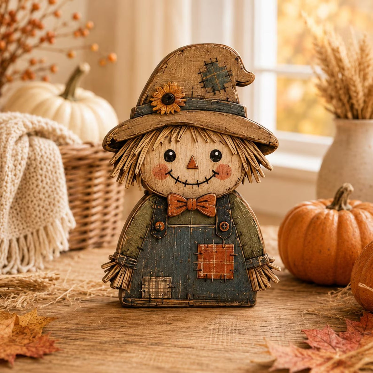 Whimsical Halloween Wooden Block, Cute Monster Shelf Sitter, Rustic Fall Tabletop Decor, Spooky Halloween Home Decoration, Seasonal Gift