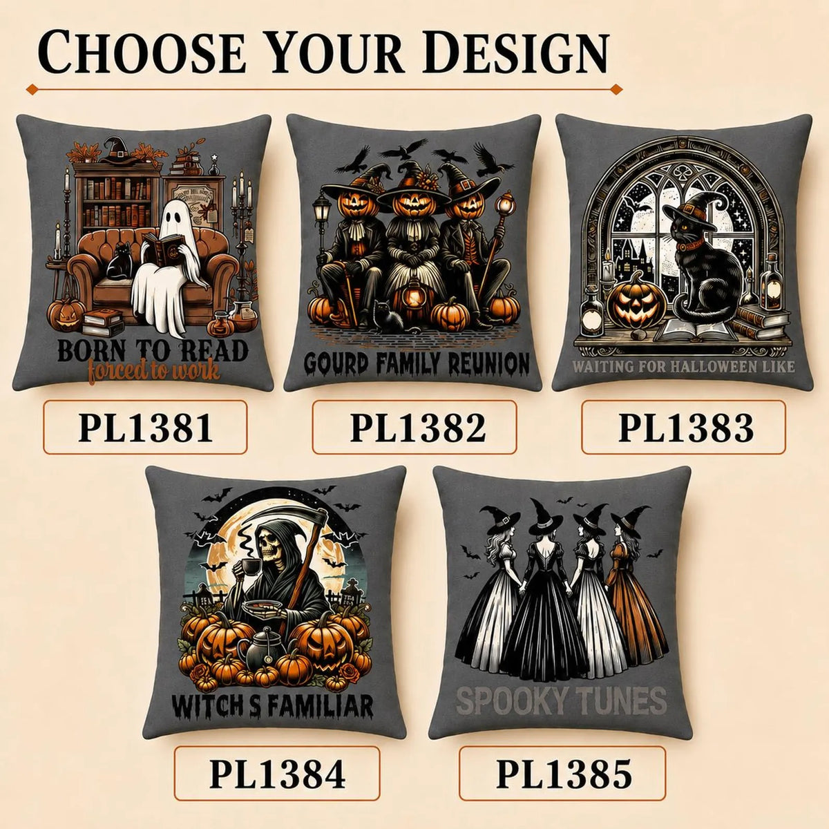 Halloween Pillow Cover, Spooky Ghost & Witch Throw Pillow, Vintage Fall Decor, Pumpkin Black Cat Gothic Cushion Case, Halloween Home Decoration