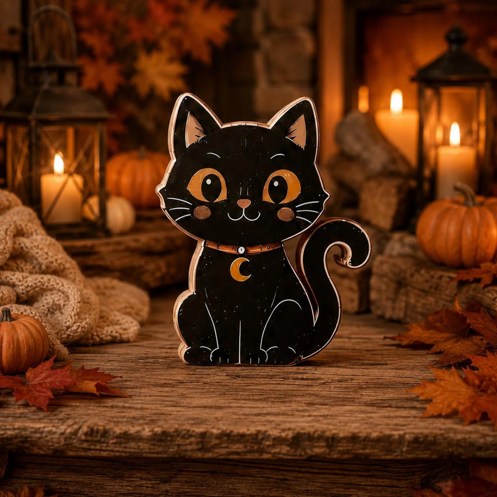 Halloween Animal Wooden Block Decor, Cute Fox Owl Cat Pumpkin Shelf Sitter, Spooky Fall Tabletop Decoration, Rustic Halloween Home Decor
