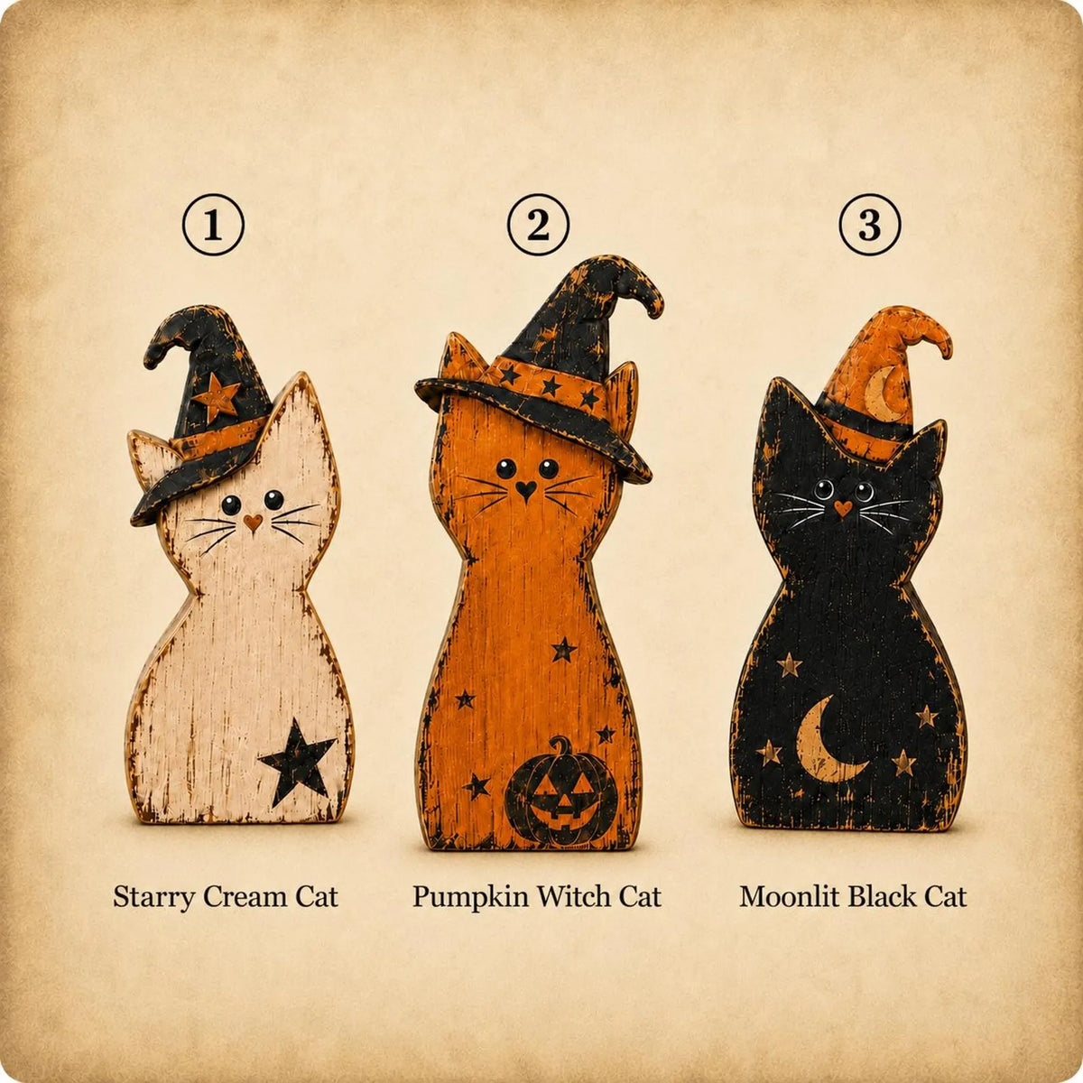 Halloween Cat Wooden Blocks, Rustic Witch Cat Decor, Spooky Shelf Sitter, Vintage Fall Tabletop Decoration, Halloween Home Decor