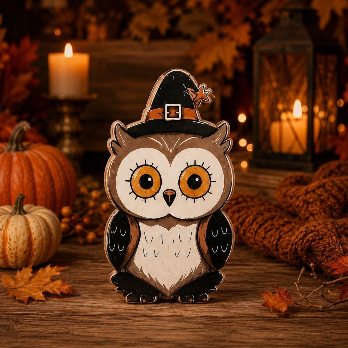 Halloween Animal Wooden Block Decor, Cute Fox Owl Cat Pumpkin Shelf Sitter, Spooky Fall Tabletop Decoration, Rustic Halloween Home Decor