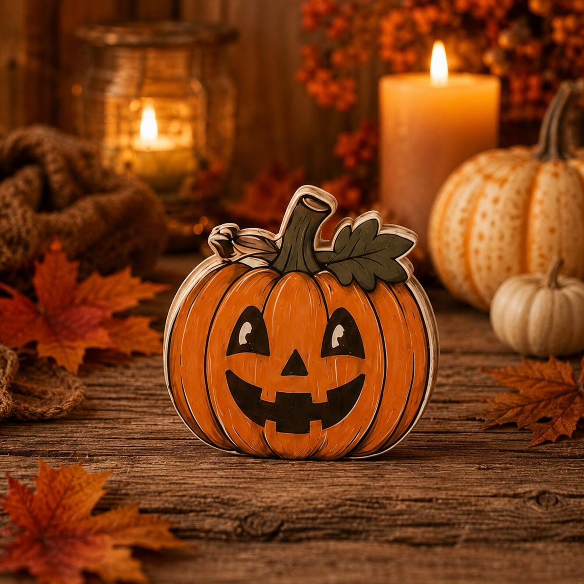 Halloween Animal Wooden Block Decor, Cute Fox Owl Cat Pumpkin Shelf Sitter, Spooky Fall Tabletop Decoration, Rustic Halloween Home Decor