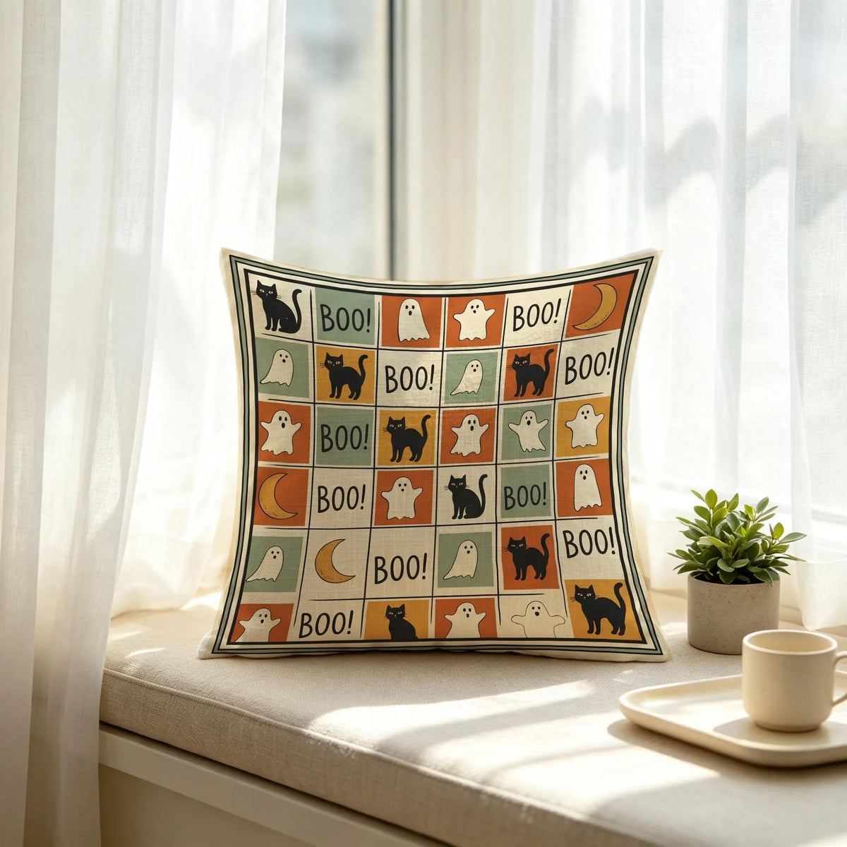 Spooky Ghost Pillow Cover, Cute Halloween Throw Pillow Case, Ghost Couch Cushion Cover, Fall Home Decor, Unique Halloween Gift for Her