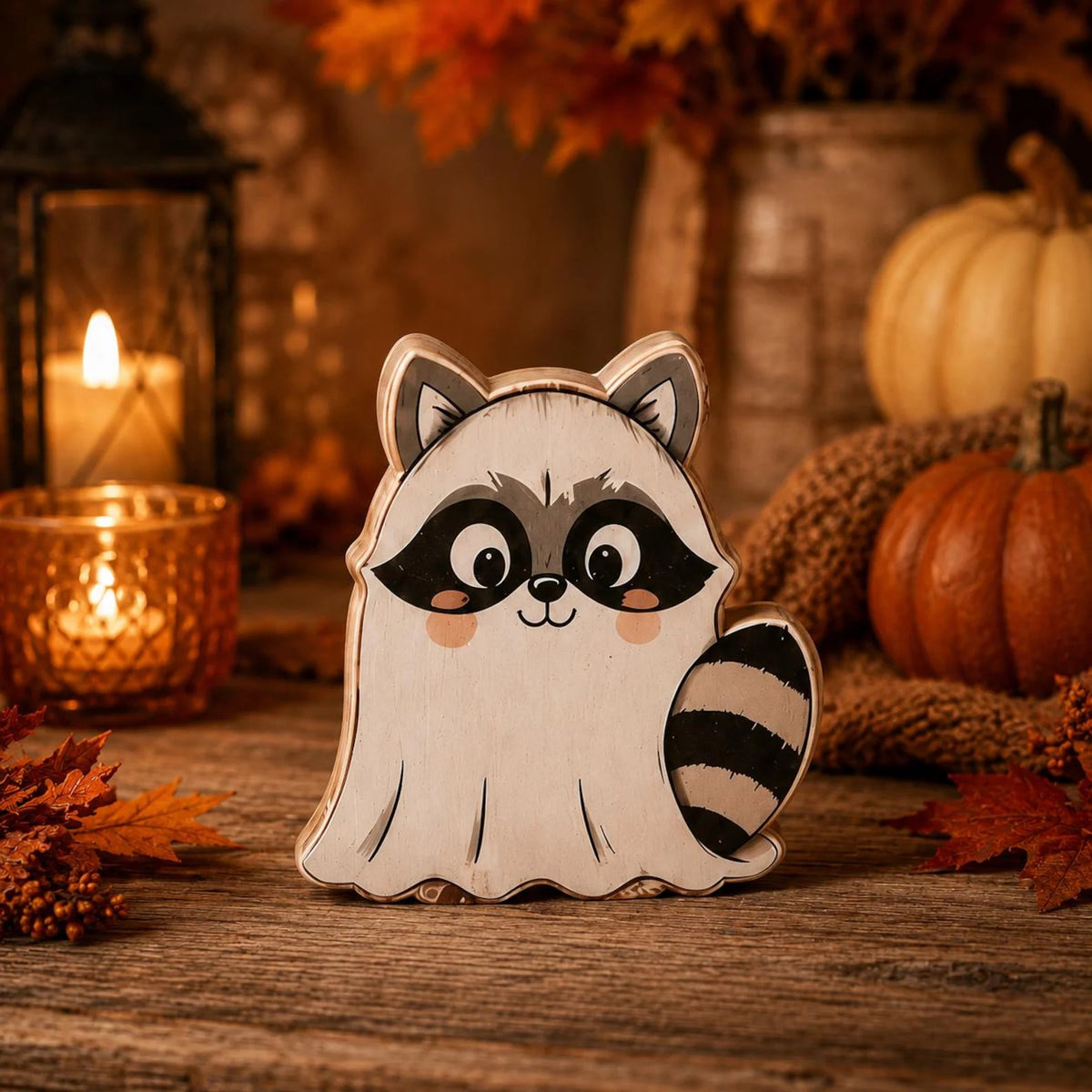 Halloween Animal Wooden Block Decor, Cute Fox Owl Cat Pumpkin Shelf Sitter, Spooky Fall Tabletop Decoration, Rustic Halloween Home Decor