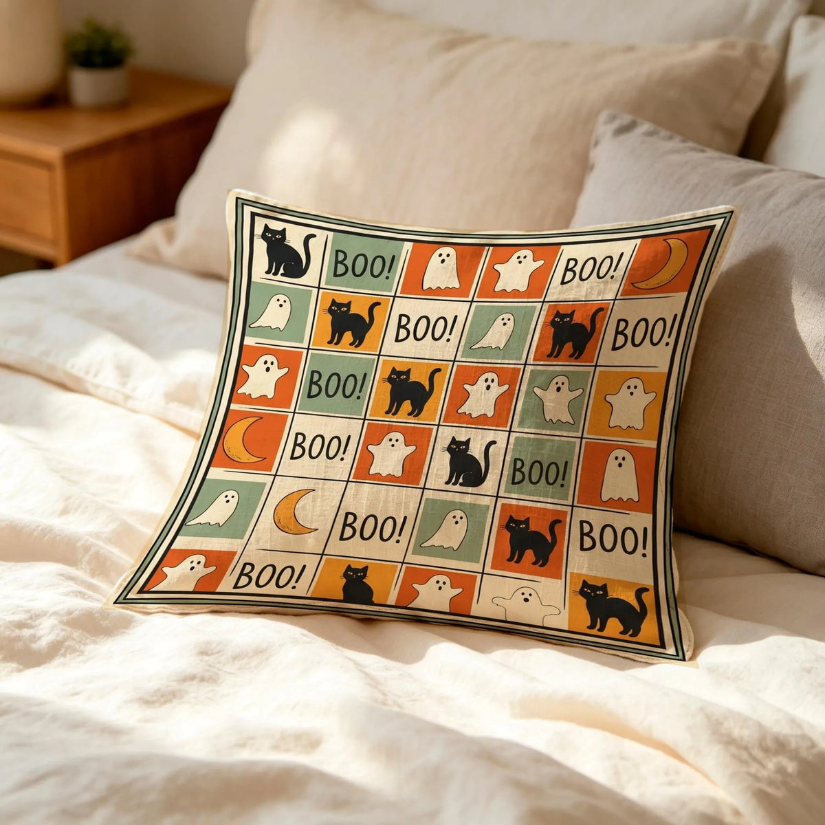 Spooky Ghost Pillow Cover, Cute Halloween Throw Pillow Case, Ghost Couch Cushion Cover, Fall Home Decor, Unique Halloween Gift for Her