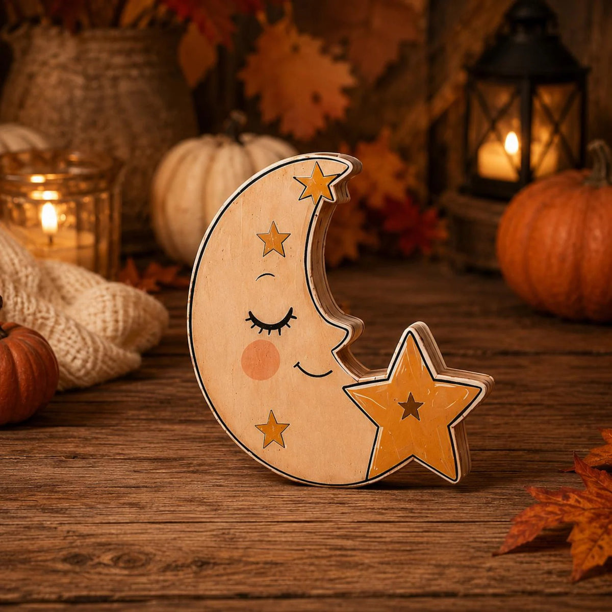 Halloween Animal Wooden Block Decor, Cute Fox Owl Cat Pumpkin Shelf Sitter, Spooky Fall Tabletop Decoration, Rustic Halloween Home Decor