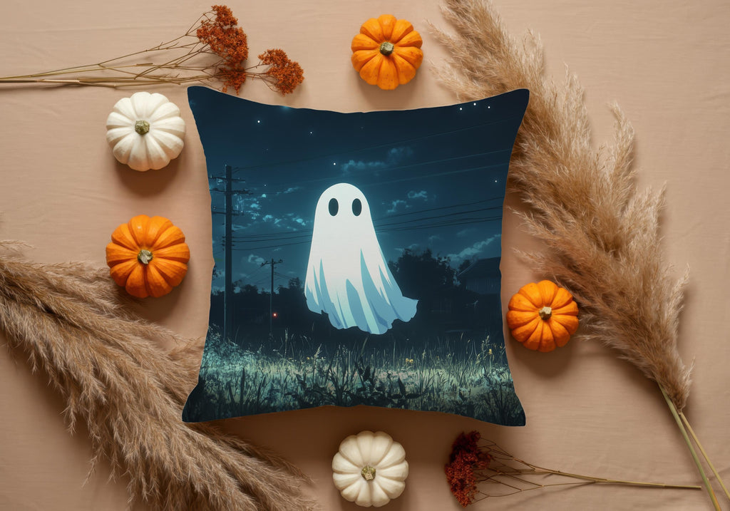 Haunted Ghost Halloween Pillow Cover Set, Spooky Pumpkin Ghost House & Scarecrow Cushions, Fall Gothic Home Decor, Happy Halloween Gift