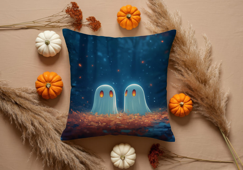 Haunted Ghost Halloween Pillow Cover Set, Spooky Pumpkin Ghost House & Scarecrow Cushions, Fall Gothic Home Decor, Happy Halloween Gift