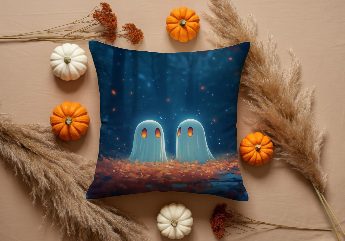 Haunted Ghost Halloween Pillow Cover Set, Spooky Pumpkin Ghost House & Scarecrow Cushions, Fall Gothic Home Decor, Happy Halloween Gift