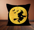 Black Halloween Pillow Cover, Witch Haunted House Gnome & Jack-o'-Lantern Throw Pillow, Spooky Trick or Treat Fall Home Decor