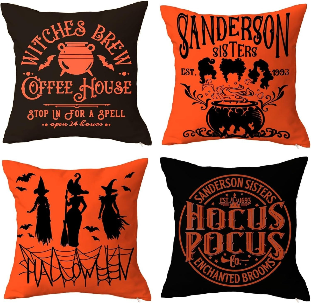 Sanderson Sisters Hocus Pocus Pillow Covers, Witch Sister Spooky Throw Pillow Cases, Vintage Gothic Fall Decor, Witchy Halloween Home Accent, Holiday Gift
