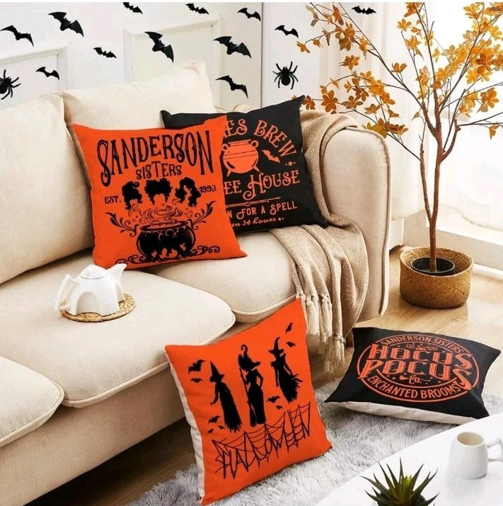 Sanderson Sisters Hocus Pocus Pillow Covers, Witch Sister Spooky Throw Pillow Cases, Vintage Gothic Fall Decor, Witchy Halloween Home Accent, Holiday Gift