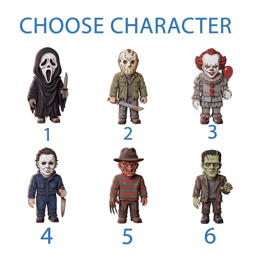Halloween Wooden Block Decor Set, Spooky Character Shelf Sitters, Vampire Mummy Ghost Pumpkin Frankenstein Rustic Home Decor