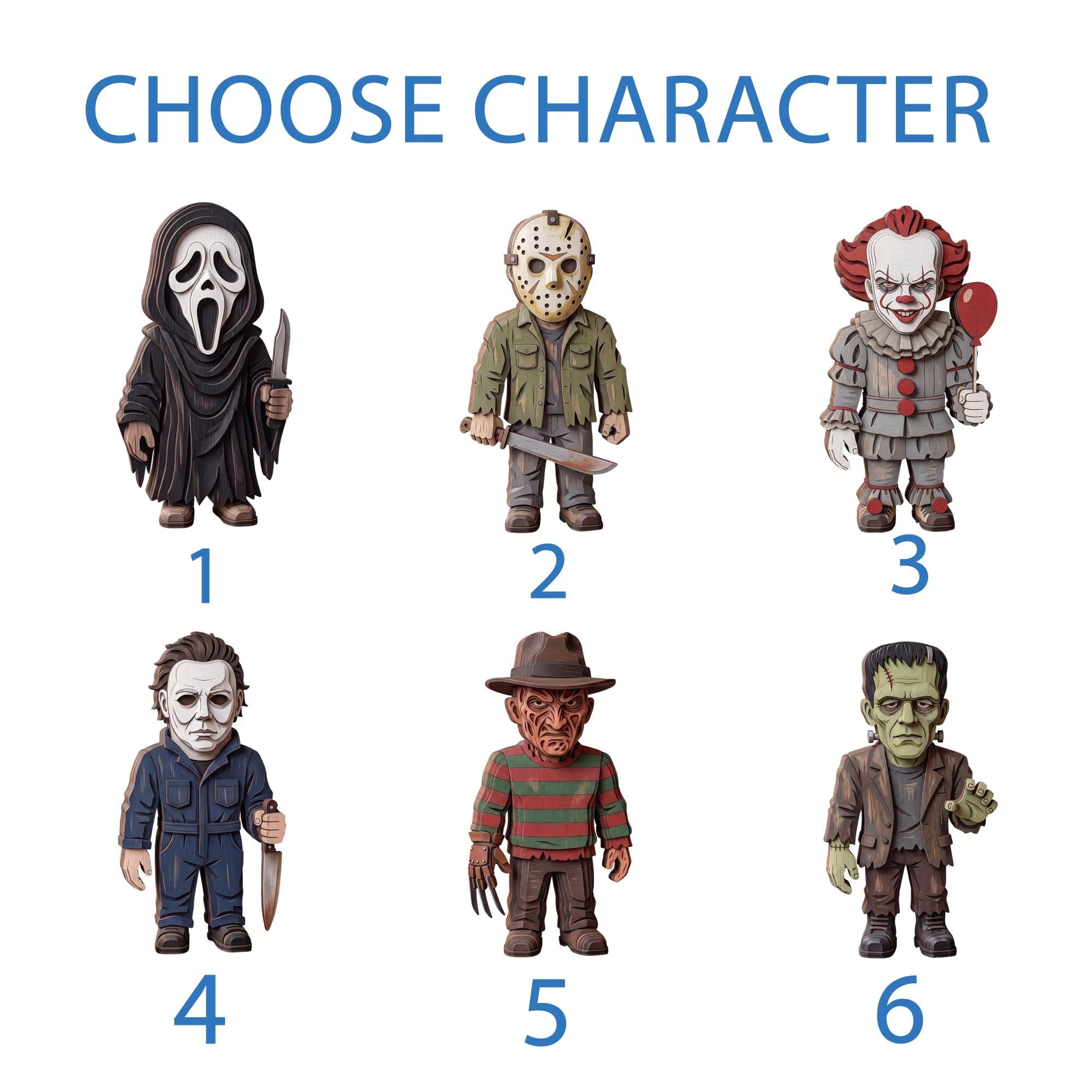 Halloween Wooden Block Decor Set, Spooky Character Shelf Sitters, Vampire Mummy Ghost Pumpkin Frankenstein Rustic Home Decor