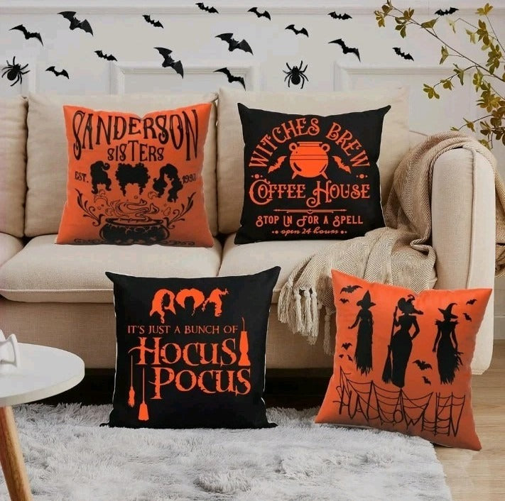 Sanderson Sisters Hocus Pocus Pillow Covers, Witch Sister Spooky Throw Pillow Cases, Vintage Gothic Fall Decor, Witchy Halloween Home Accent, Holiday Gift
