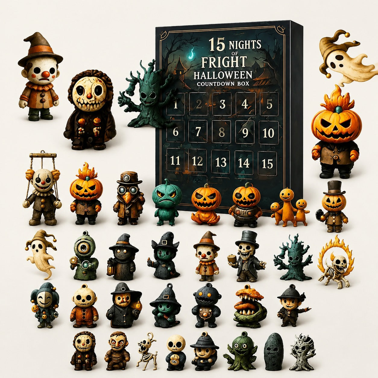 Halloween Advent Calendar 2026, Halloween Countdown Calendar with Mini Spooky Figurines, Surprise Blind Box, 7/15/31 Nights, Halloween Decor, Party Favors & Gifts